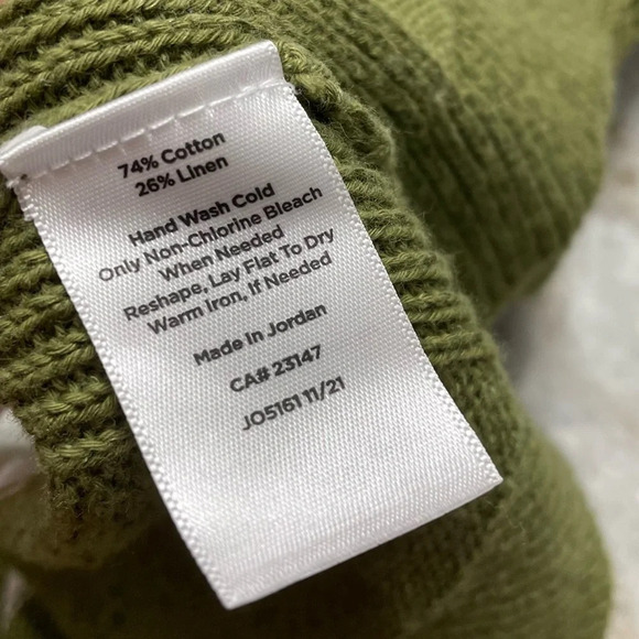 Talbots Green & White Mint Striped Cotton Linen Blend Cardigan Sweater - Picture 5 of 10